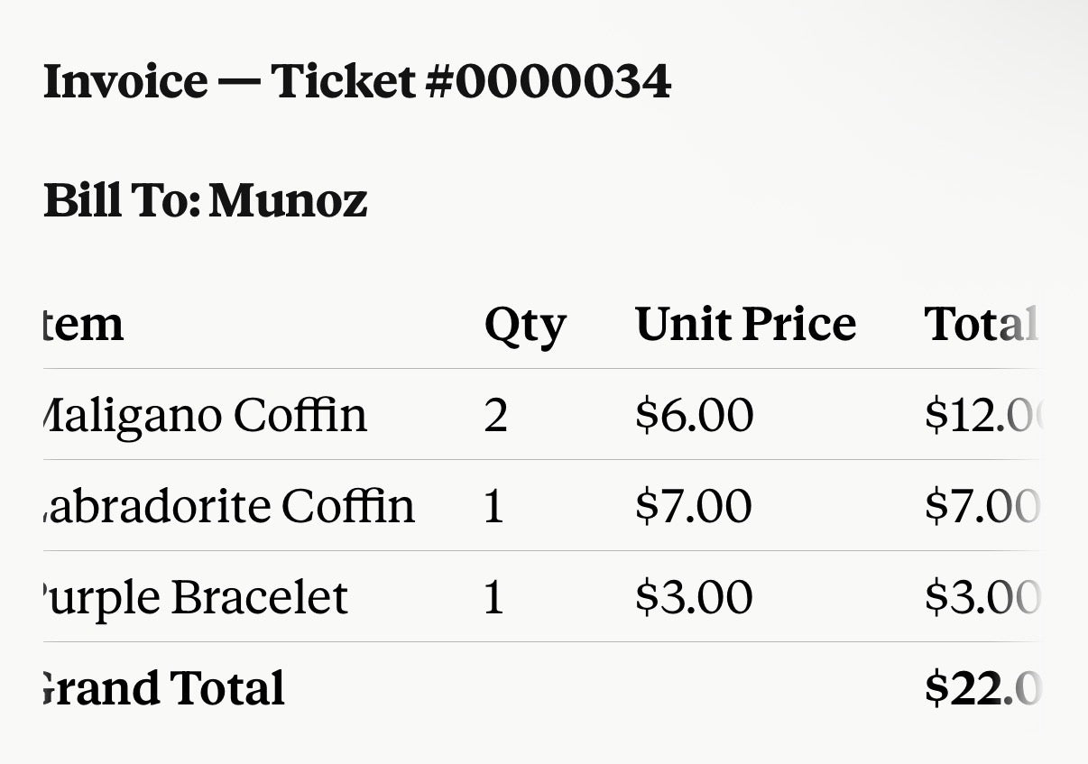Munoz. Not paid. Sent. No shipping