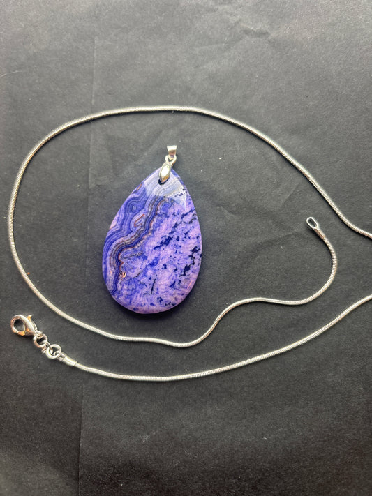 89 Stone Pendant (ss bail & comes with ss chain)