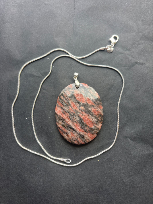 69 Stone Pendant (ss bail & comes with ss chain)