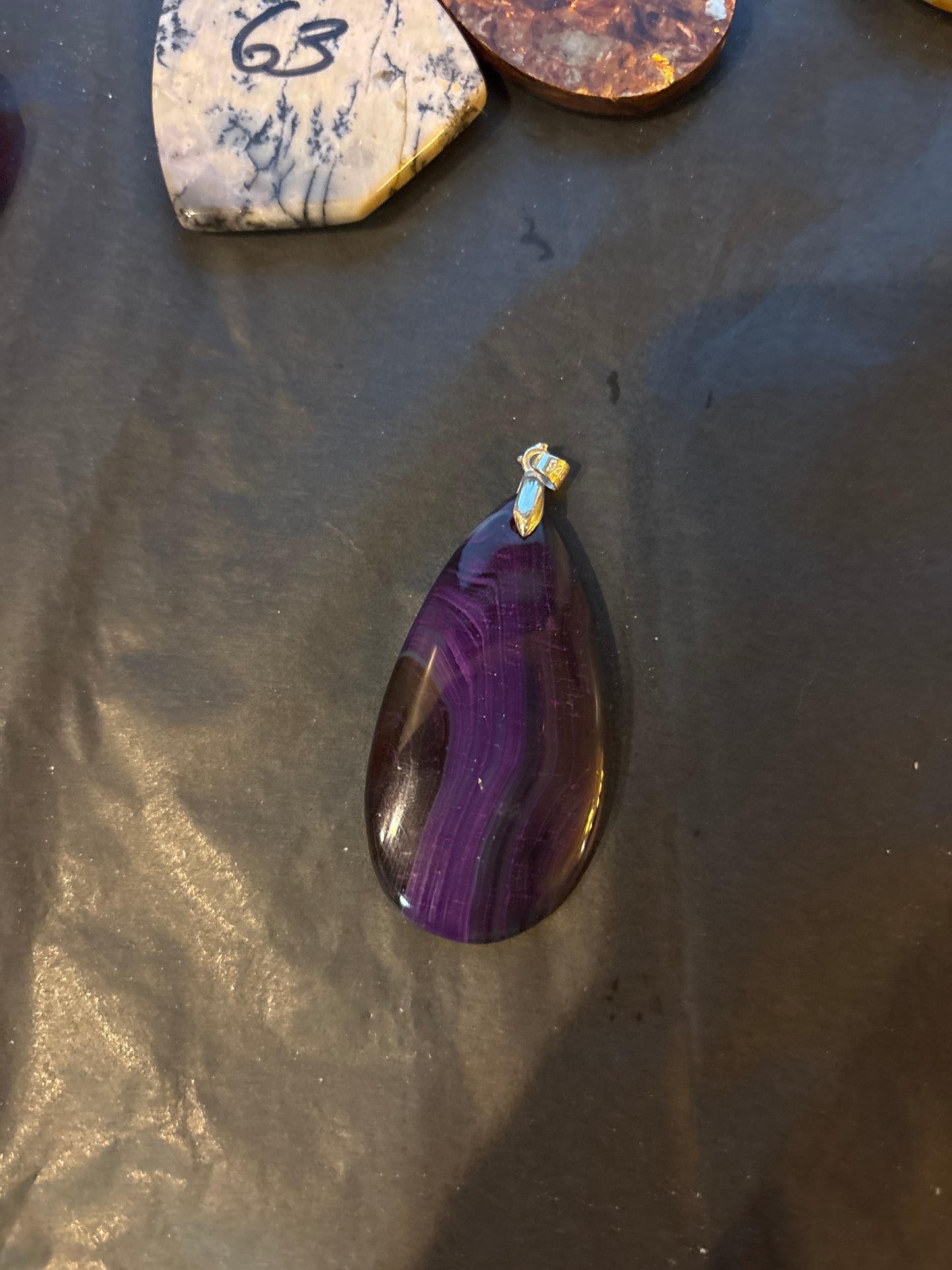 42 Stone Pendant (ss bail & comes with ss chain)