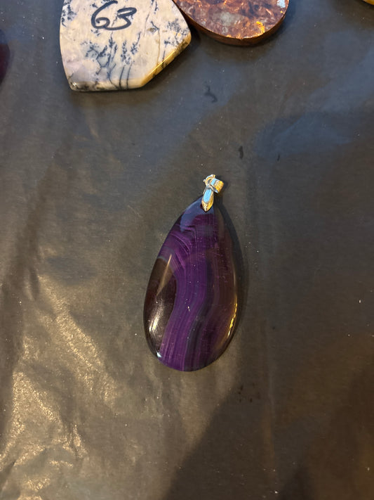 42 Stone Pendant (ss bail & comes with ss chain)